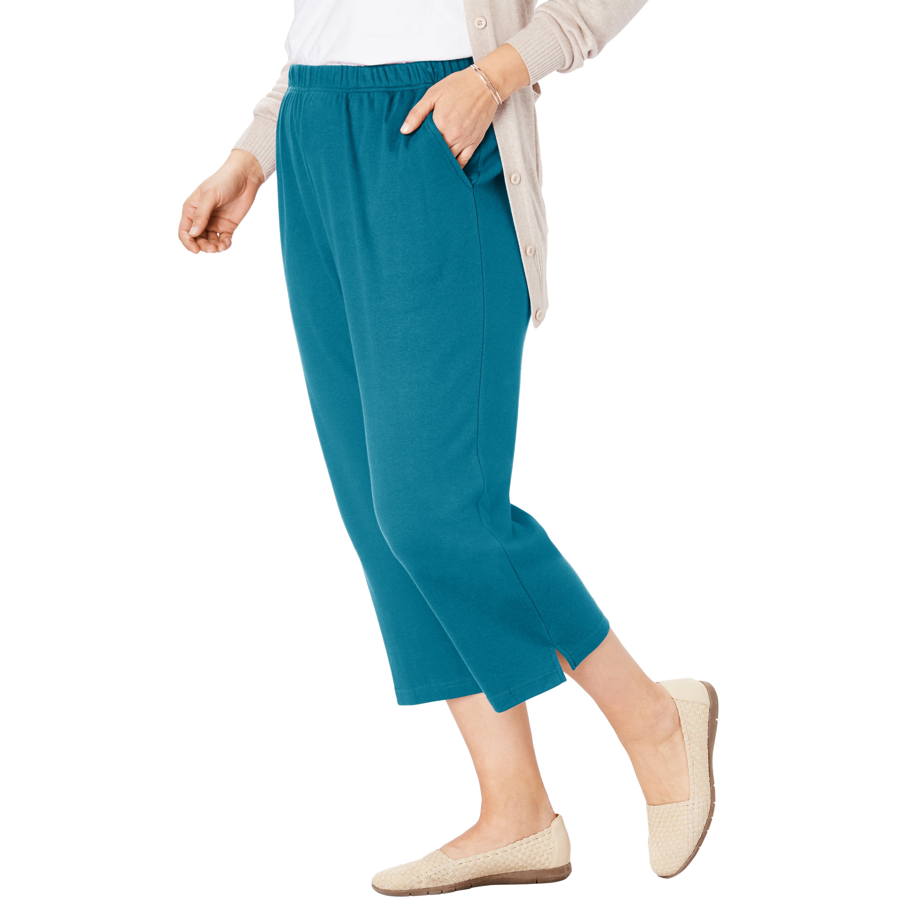 Woman Within - Woman Within Plus Size Petite 7-day Knit Capri Pants ...