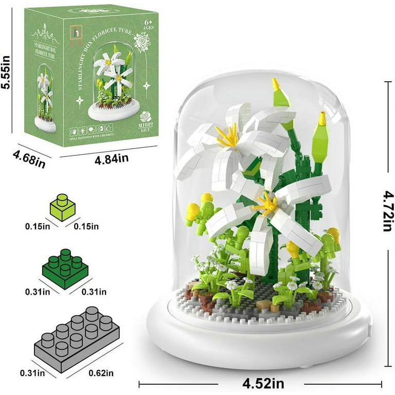 GZBrick Pure White Lily Flower Bouquet Building Set Dust