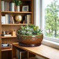 thumbnail image 7 of Wliror Succulent Planter - 13 Inch Ceramic Bonsai Pots with Drainage Hole and Saucer, Speckle Brown, 7 of 7