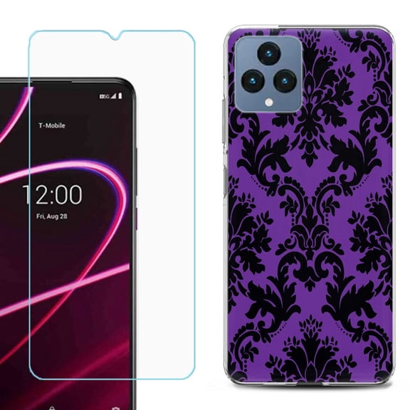 OneToughShield ® for T-Mobile Revvl 6x 5G Shockproof Phone Case, with Tempered Glass Screen Protector - Victorian Purple/Black