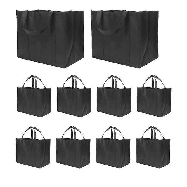 35l Reusable Grocery Bags With Long Handles, 10 Pack Foldable Reusable Shopping Bags, Grocery Bulk