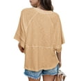 thumbnail image 3 of Women's Summer Tops Casual Crew Neck Blouse Batwing Basic Half Sleeve Loose Fit Cute Flowy Shirts, 3 of 4