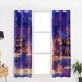 thumbnail image 5 of Blue Purple Christmas Blackout Curtains | Light Blocking Print Window Curtains, Xmas Night Scene Snowflake Tree Thermal Insulated Window Drapes for Living Room Kitchen (2 Panels, 104"W x 45"L), 5 of 7