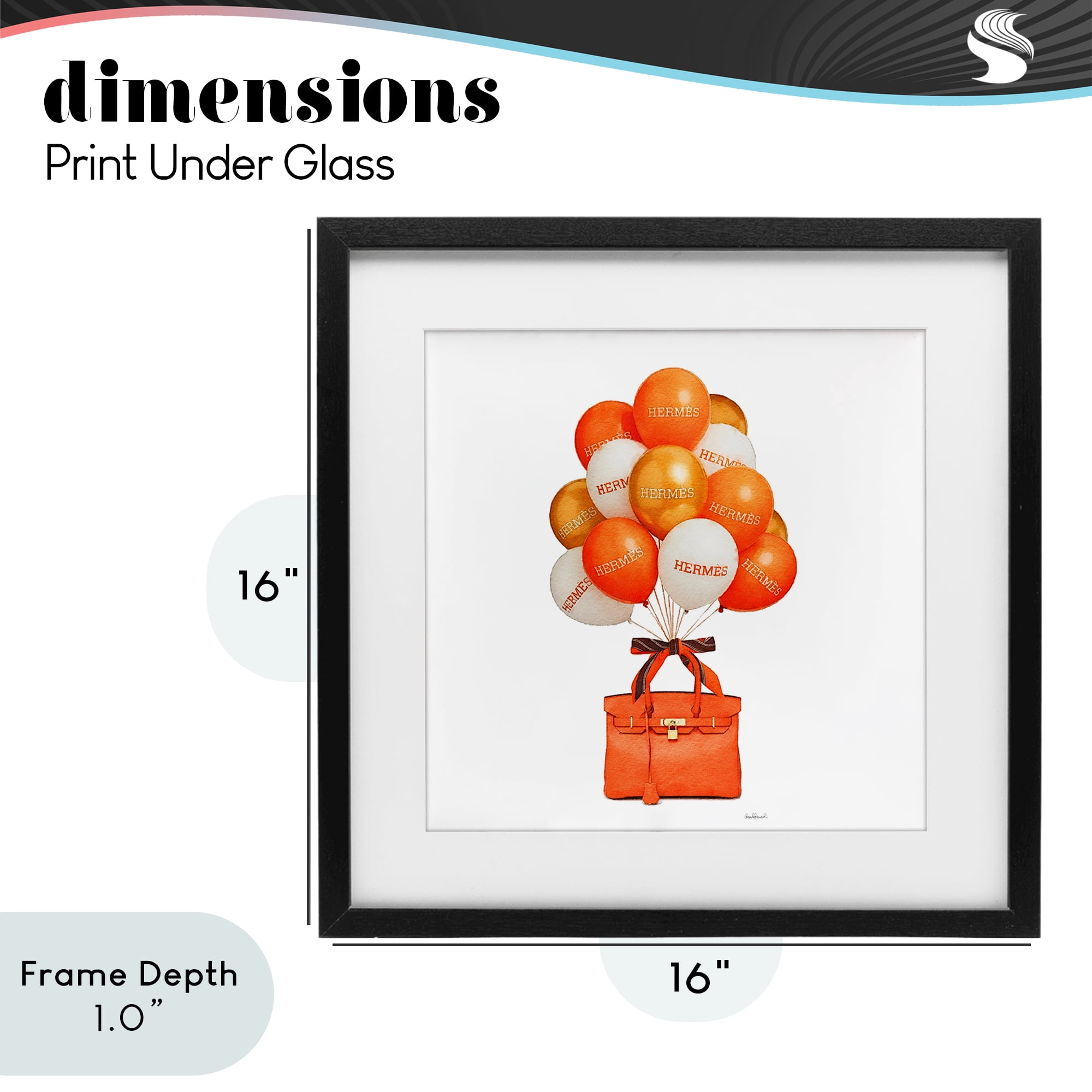 Stupell Industries Orange Handbag & Balloons Black Framed Print Under Glass, design by Amanda Greenwood