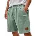 thumbnail image 3 of Men's Vertical Stripe Corduroy Shorts with Elastic Waist and Relaxed Fit Featuring Soft Breathable Fabric for Casual Outings Weekend Brunch Daily Errands Green S, 3 of 6