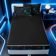 thumbnail image 2 of Erosebridal Blue Abstract Zipper Queen Comforter Set with Fitted Sheet and 2 Pillowcases for Boys Men, Gradient Neon Texture Print Zipper Bedding Set, Black Reversible, 4-Piece, 2 of 5