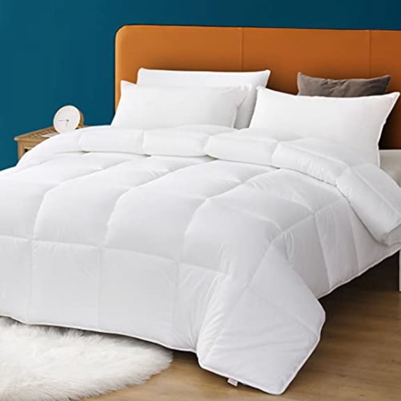 100% Cotton Cover Down Alternative Comforter Queen - All Season Ultra-Soft Skin-Friendly Cloud Breathable Microfiber Comforter Duvet Insert 90x90 White