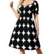 thumbnail image 2 of Vestido de verano de manga corta con estampado a cuadros retro brillante de los años 70, vestido de mujer 2025, moda de mujer, vestido de fiesta de lujo para mujer, 2 of 7