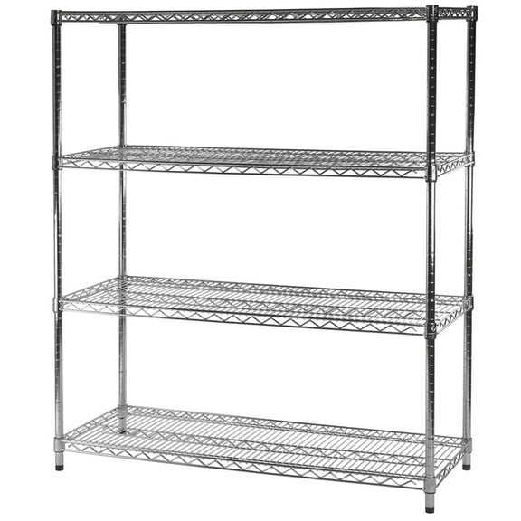 Shelving Inc. 21"d x 48"w x 84"h Chrome Wire Shelving with 4 Tier Shelves, Weight Capacity 800lbs Per Shelf
