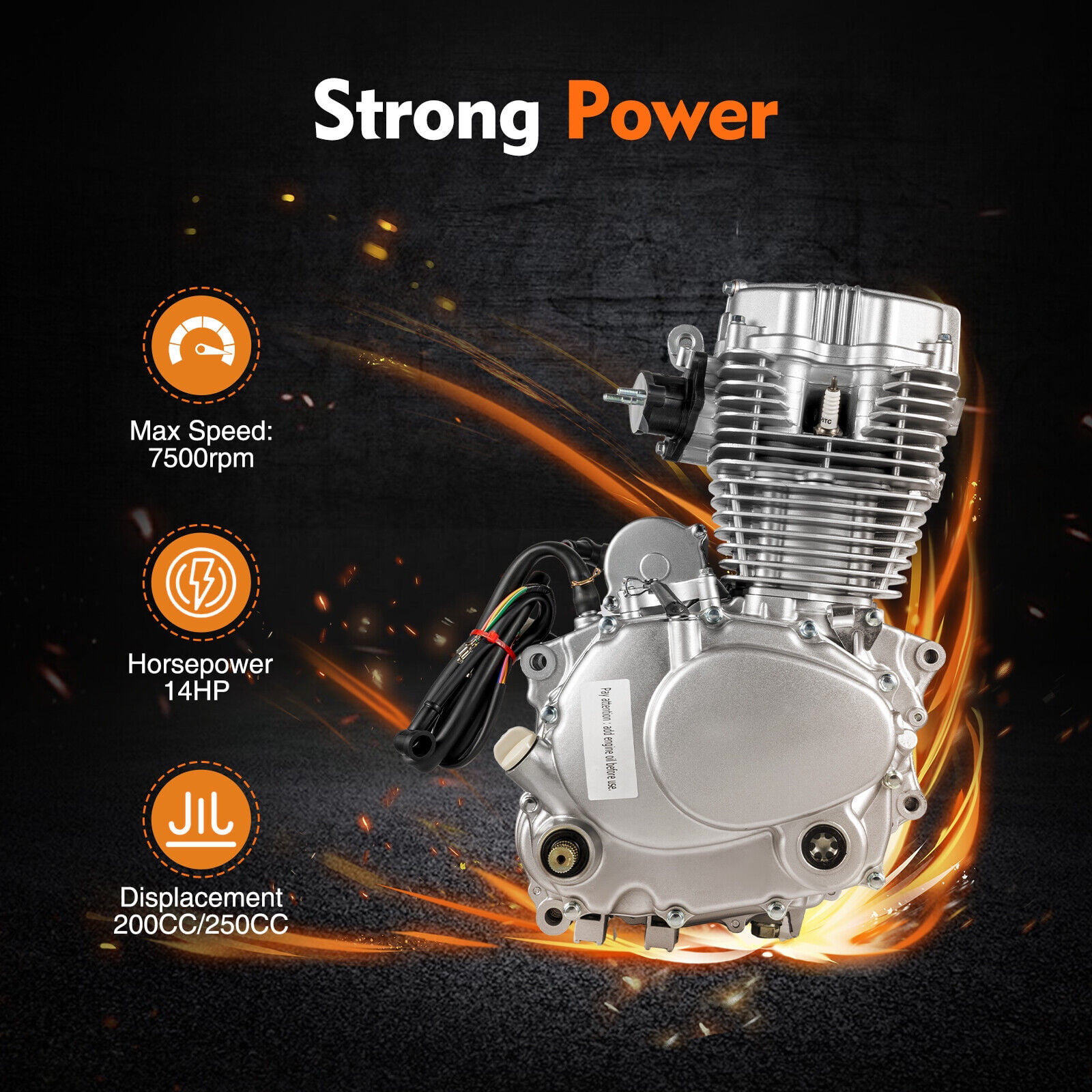 200cc-250cc Vertical Motorcycle Engine 4-stroke 5-Speed with Manual Transmission