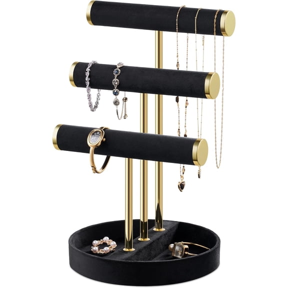 ANHXN Bracelet Holder Jewelry Organizer Display - r T Bar Velvet Stand, White Necklace Holder Organizer, Bracelet Holder, Earring Holder and Ring Display for Jewelry Organizers and Storage