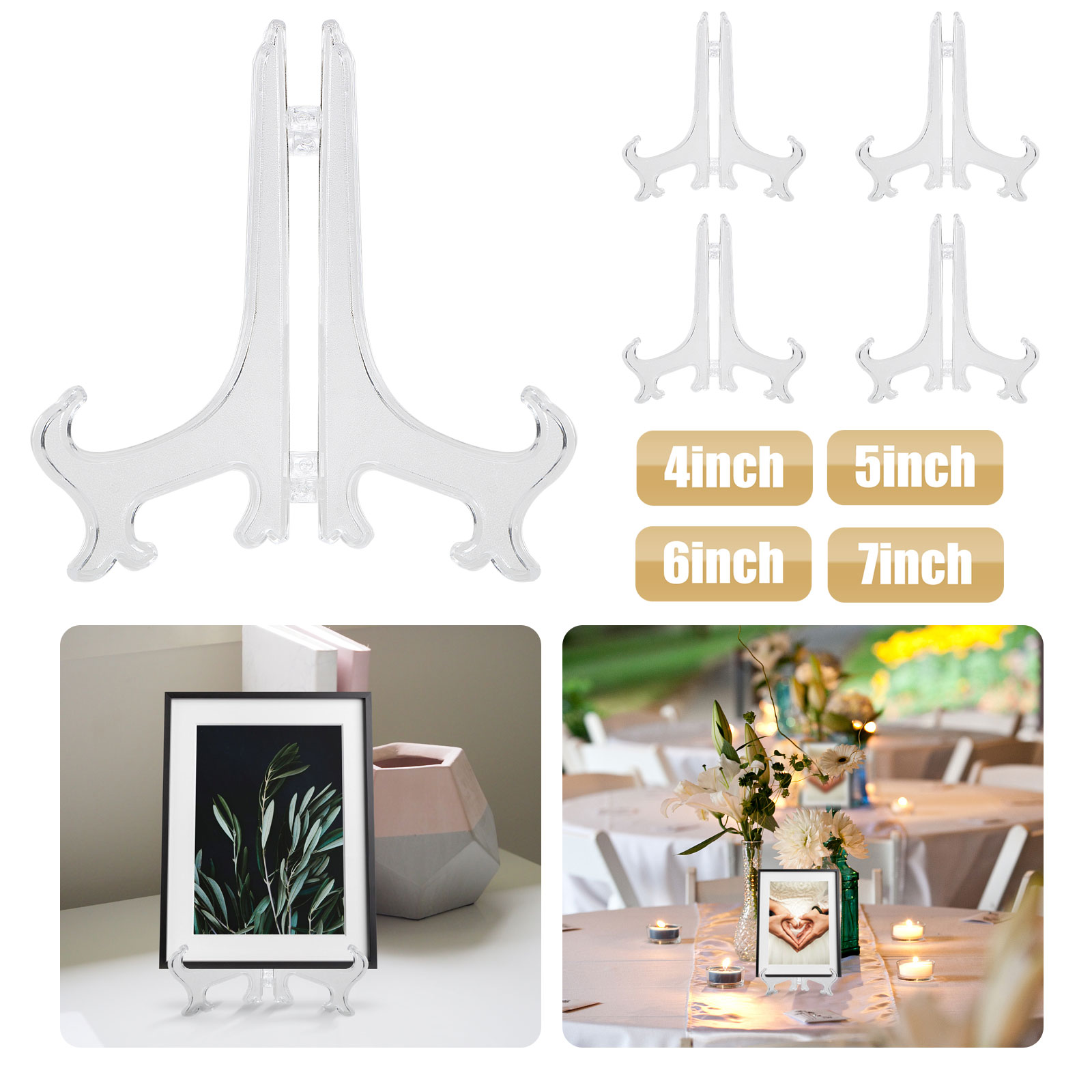 Set Of 2 Plastic Easel Display Plate Stand Picture Frame Support Photo 6 Clear Holder Display Stands set of 2 plastic easel display plate