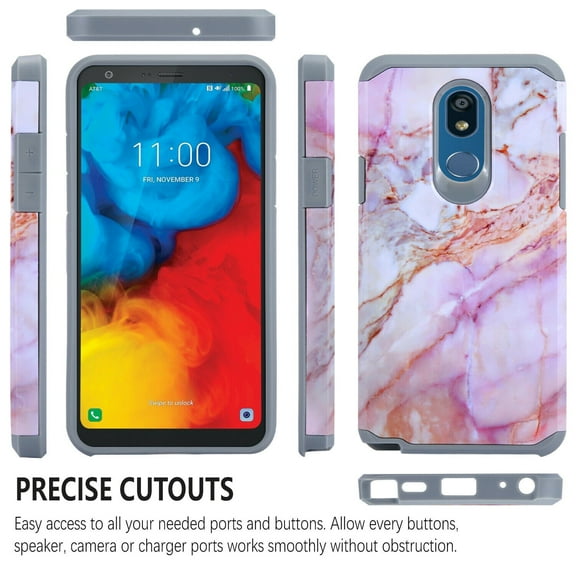 LG Stylo 4 Case, STARSHOP Drop Protection Dual Layers Phone Cover - Marble Pattern