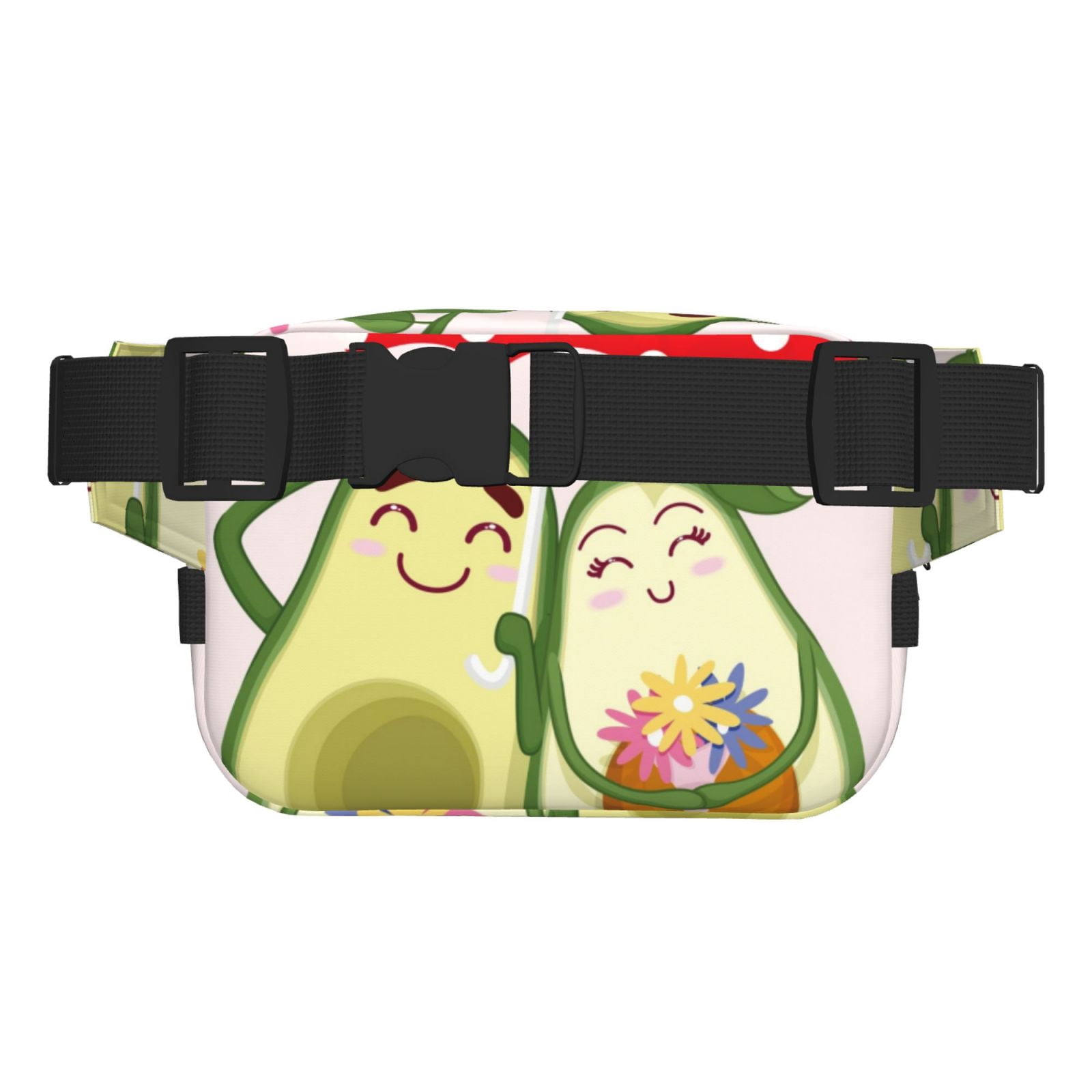 Fuzoiu Avocado Lovers Wearing Umbrella Print Unisex Square Double Layer Waist Bag,Crossbody Fanny Pack Travel Workout Accessory