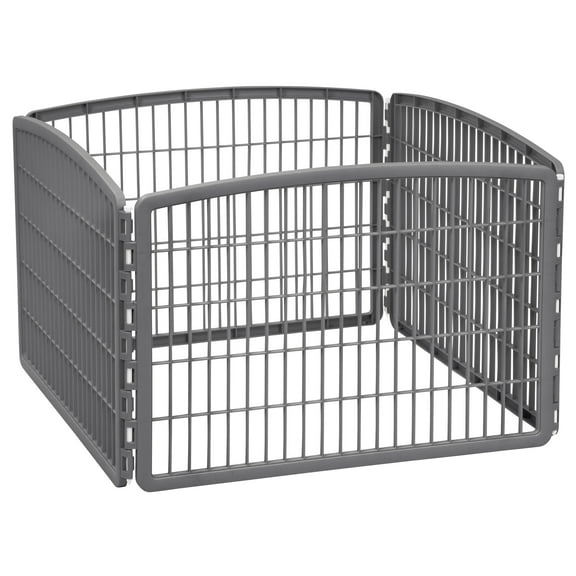 IRIS USA 24" Exercise 4-Panel Pet Playpen, Puppy Pet Small Medium Dog Pen Keep Pets Secure Easy Assemble Rust-Free Heavy-Duty Molded Plastic Customizable, Dark Gray