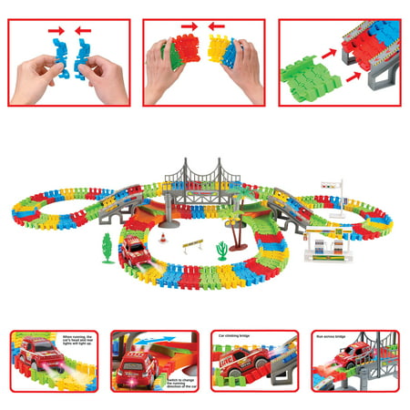 Children's Toys Track Set Toddler Development Playset With Race Car,Flexible and Fun to Assemble,Blue Race Car