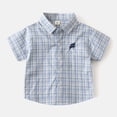 thumbnail image 2 of TAIAOJING Boys Casual Short Sleeve Shirt Summer Plaid Print Tops For Toddler Kids Comfortable Breathable School Outfits Sets Relaxed Fit 4-5Y, 2 of 4
