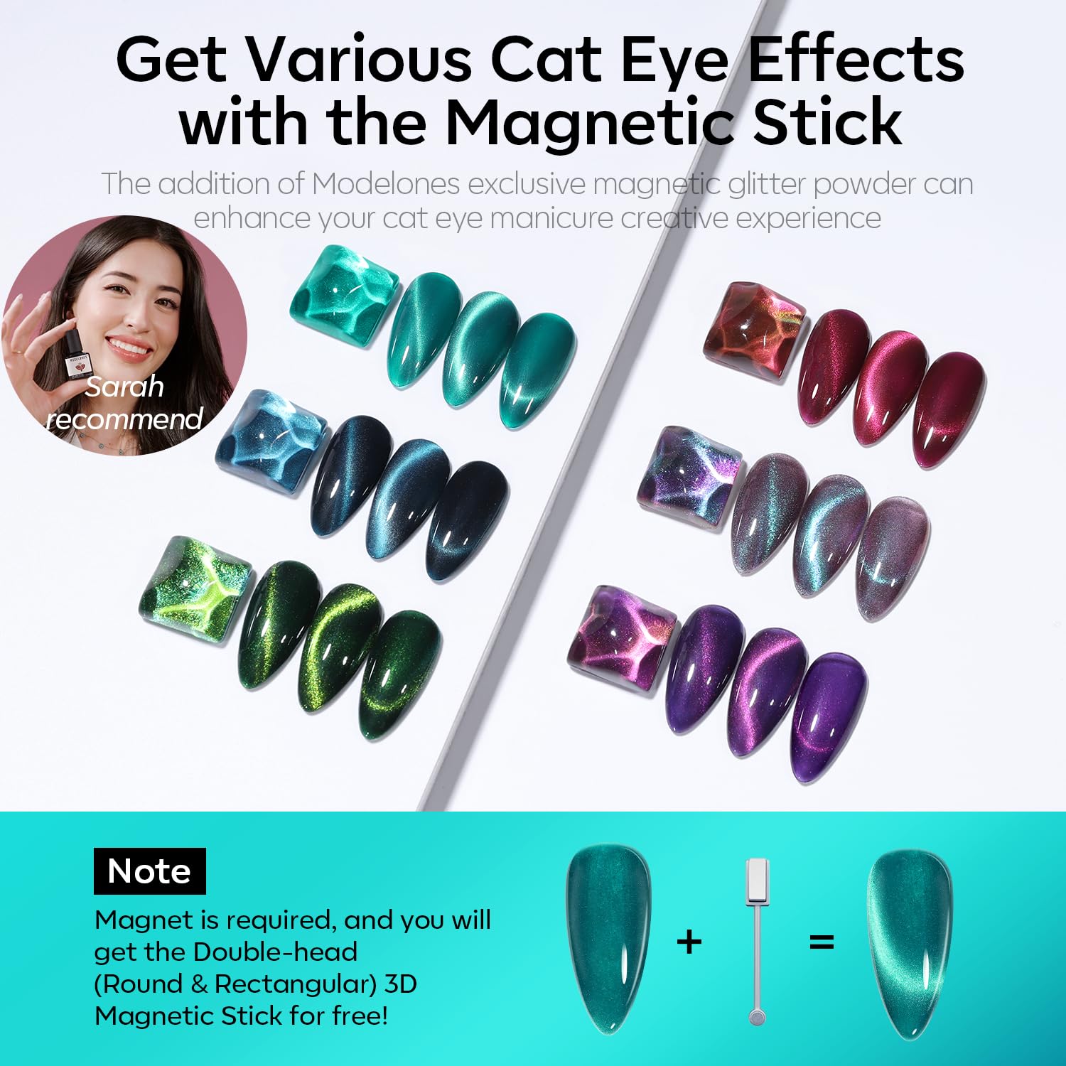 Modelones Cat Eye Gel Nail Polish, 6-Color Magnetic Set photo 2