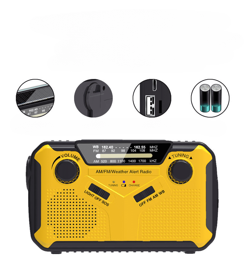 Emergency Radio 2500 Hand Cranked Solar Powered Weather Radio, 5-Way Power AM/FM/SW/NOAA Survival Portable Radio with Camping Flashlight, Cell Phone Charger, Reading Light, SOS Siren, Survival Equipme