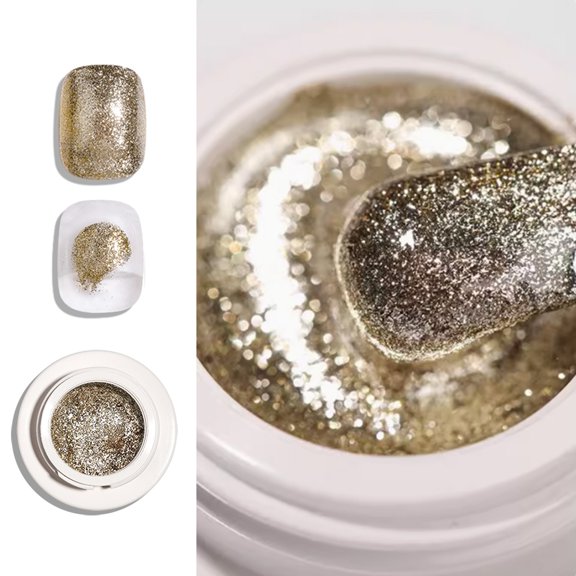 Chrome Platinum Glitter Nail Polish,High Density Platinum Drawing Gel,Polish Gold Silver Black Sparkle Glitter Gel Nail,Polish for Salon Home Nail Art DIY