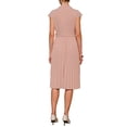 thumbnail image 3 of Vestido plisado de mujer Inspire Chic con cuello simulado, mangas cortas, ceñido a la cintura, estilo A-Line, talla XL, color rosa, 3 of 5