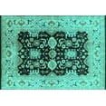 thumbnail image 1 of Ahgly Company Machine Washable Indoor Rectangle Oriental Turquoise Blue Traditional Area Rugs, 8' x 12', 1 of 4