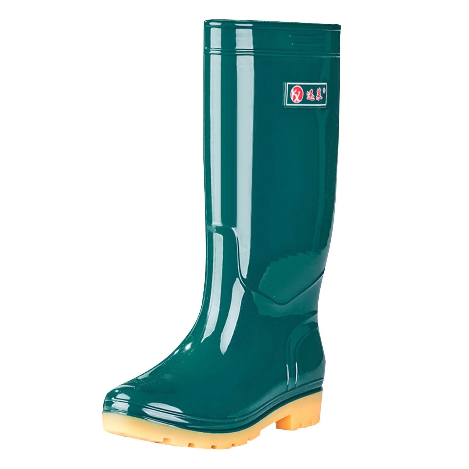 ATENAR Rain Boots for Women Waterproof,Womens Rain Boots,Stability,Slip-Resistant,Solided,PVC,Green,37 (US：6.5)