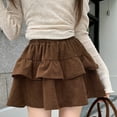 thumbnail image 6 of WRKEKC Mini Skirts for Women, Summer Skirts for Women, Women's Summer Solid Color Tiered Elastic High-Waisted Casual Corduroy Cake Skirt, 6 of 6