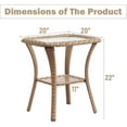 thumbnail image 2 of Outdoor Side Tables for Patio, Wicker/Rattan End Tables, Outdoor Wicker Side Table, Yellow Rattan Glass Top Patio Side Table, 2 of 15