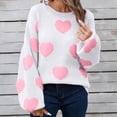 thumbnail image 5 of VISALY Plus Size Heart Sweater Love Print Heart Sweater Trendy Sweaters Tunic Sweater Pullover Sweater Lightweight Sweaters Fitted Sweaters Patterned Sweater Tunic Sweater Basic Sweaters White Xxl, 5 of 7