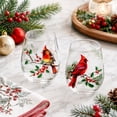 thumbnail image 4 of 1 Pcs Christmas Stemless Wine Glasses 17oz Red Cardinal Bird Berry Drinking Glasses Xmas Winter Tumbler Cups for Home Office Party Supplies, 4 of 9