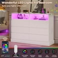 thumbnail image 3 of 6 Drawer Dresser for Bedroom with LED Lights and Charging Station, Large Chest of Drawers for Bedroom Living Room, White, 3 of 9