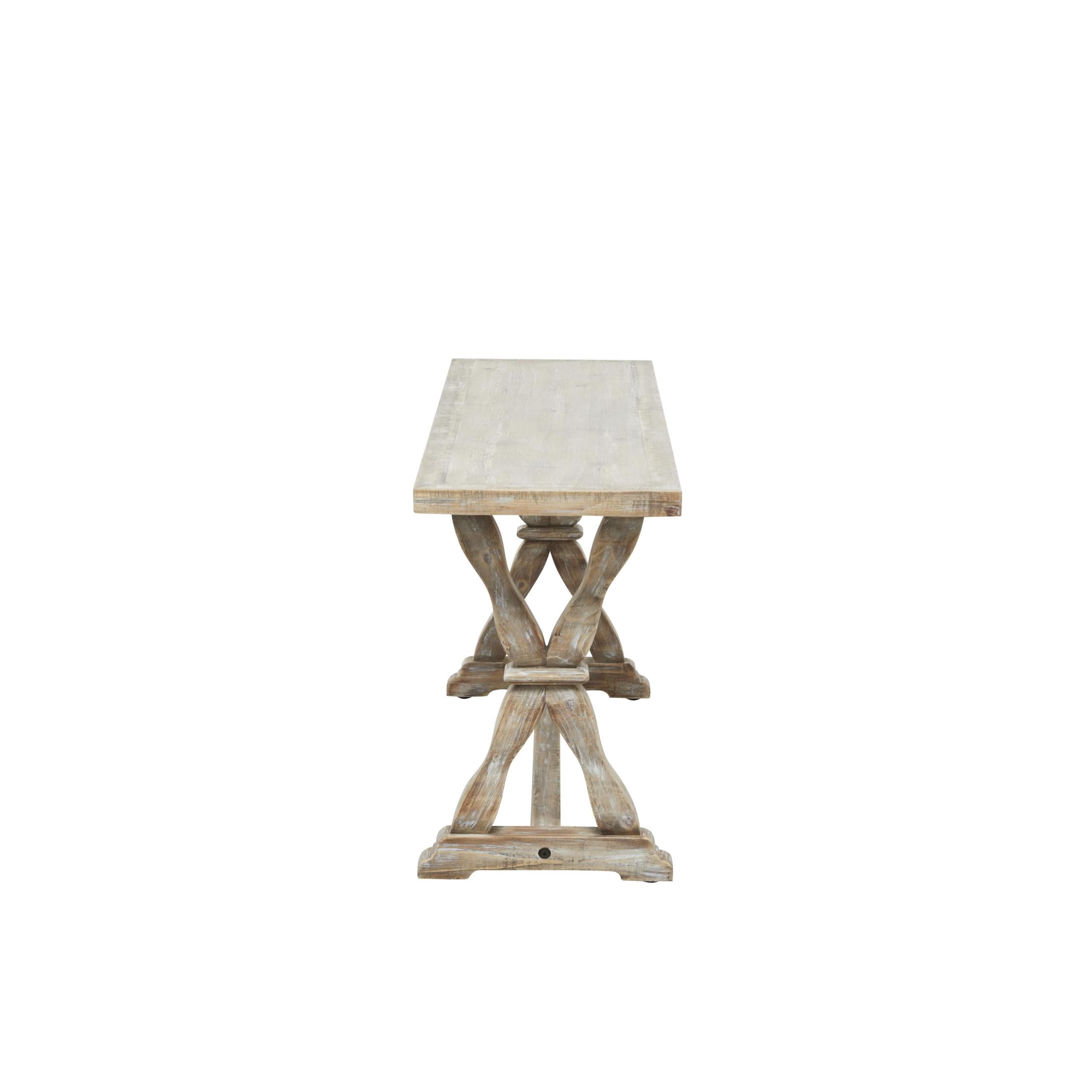 DecMode Wood Whitewashed Bench with Angled Turned Legs, Brown