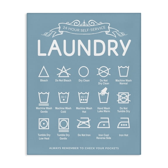 Stupell Industries Traditional Blue Vintage Laundry Guide Canvas Art, 16 x 20, by Lettered and Lined