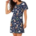 thumbnail image 2 of Fotbe Animals And Wildflowers Bata de Dormir para Mujer con Estampado, Camisón de Algodón de Manga Corta, Ropa de Dormir Casual, 2 of 6