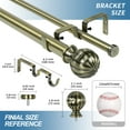 thumbnail image 3 of Urbanest Fluted Ball Manhattan 1" 5/8" Double Drapery Curtain Window Rod Set - 28" to 48", Antique Brass, 3 of 6