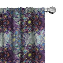 Ambesonne Leaf Curtains, Grunge Futuristic Mandala, Pair of 28"x63", Multicolor