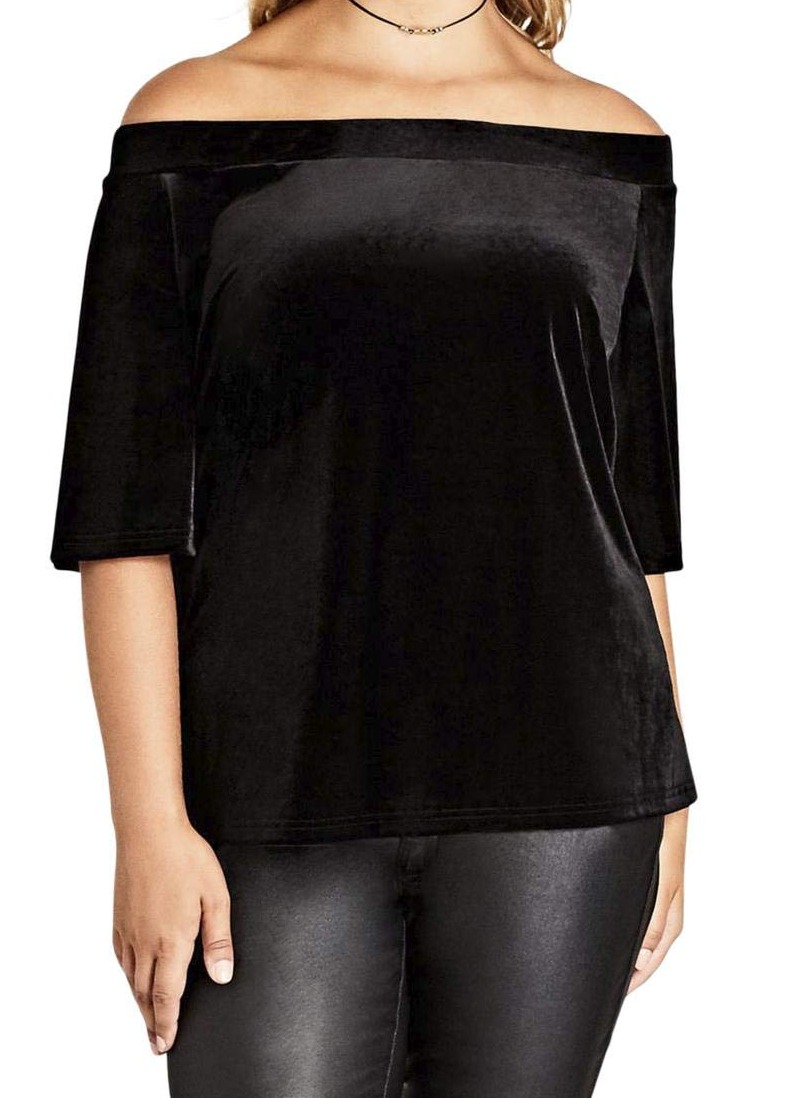 black velvet off shoulder blouse