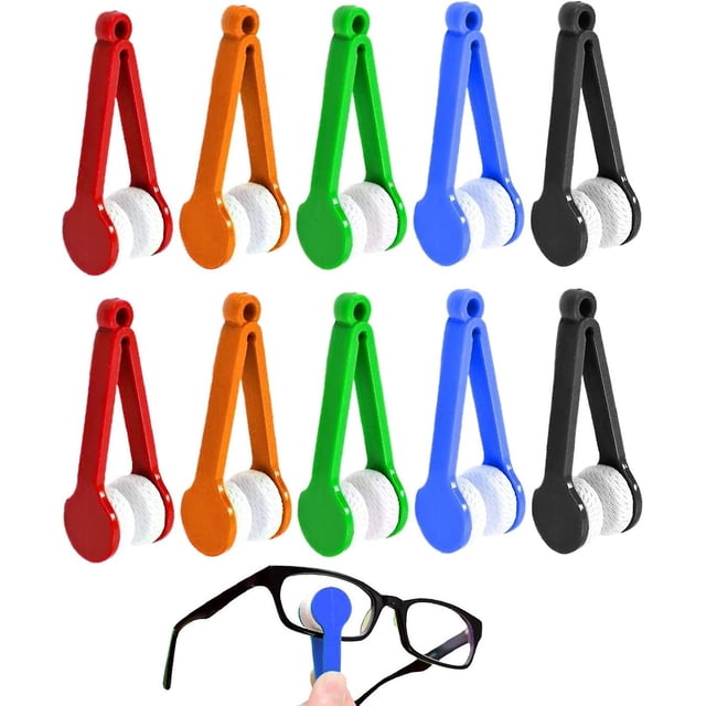 10 cepillos de limpieza para gafas de color de pelo mezclado, herramienta de limpieza de gafas de sol, mini cepillo limpiador de microfibra para gafas de sol y limpieza de gafas Rojo Verde Cocina, Decoración y Otros