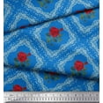 thumbnail image 3 of Soimoi Rayon Crepe Fabric Check,Leaves & Rose Floral Printed Fabric 1 Yard 46 Inch Wide, 3 of 3