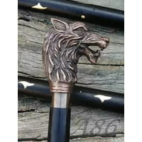 Wolf Head Shape Handle Wooden Walking Cane for Men and Women
