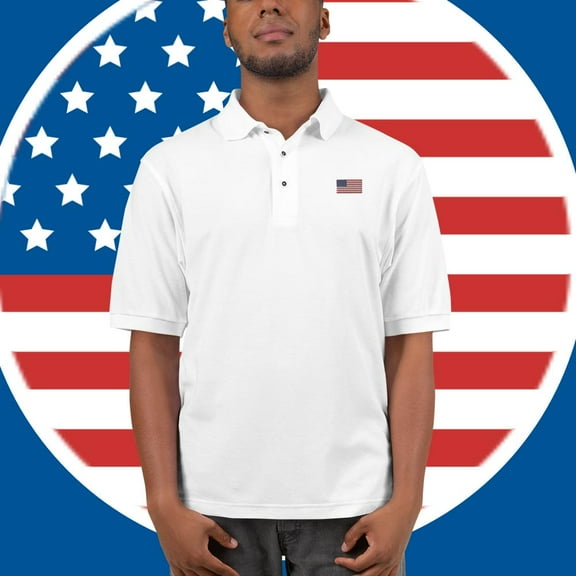 Patriotic Men's Premium Polo with flag embroidery (S)