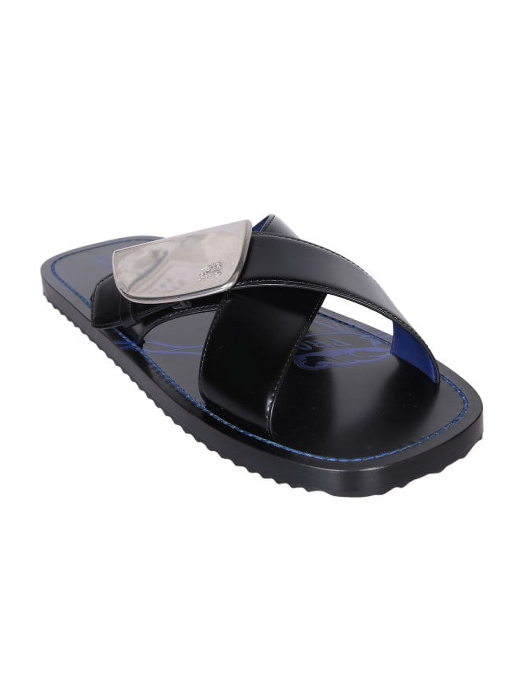 【BURBERRY】 LEATHER SANDAL クリスクロスサンダル Burberry Men's Black Criss Cross Straps Sandals Black Sizes