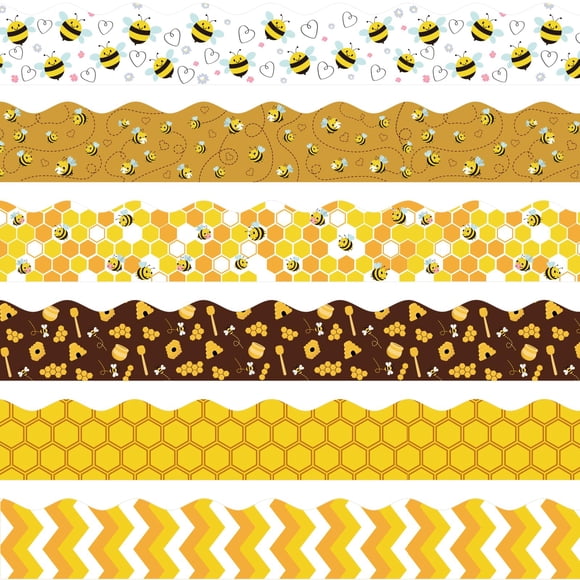 Tablón de anuncios con bordes para decoración de aula con temática de abeja VABAMNA de 84 pies