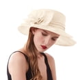 thumbnail image 3 of CAIXIA Womens Derby Hats Vintage Organza Floral Tea Party Outfit Church Wide Brim Derby Fascinator Hat Wedding Cocktail Bride Headband, 3 of 6