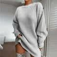 thumbnail image 2 of BODOAO Sweater Dresses for Women 2025 Mid Length Dress with Shoulder Sleeves and Half Turtleneck Sweater Fall Fashion Mock Neck Long Lantern Sleeve Oversized Outfits Knit Sweater Tops Grey 3Xl, 2 of 3