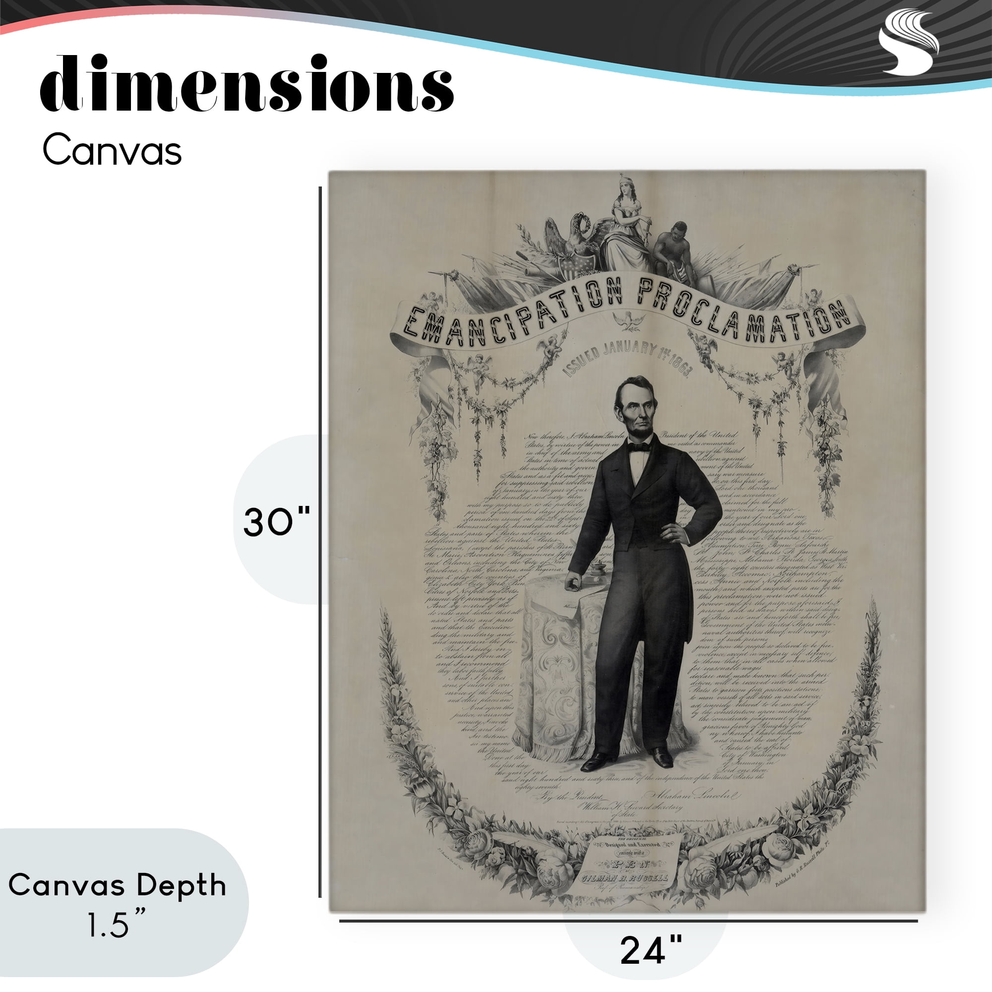 Stupell Industries Lincoln with Emancipation Proclamation Canvas Wall Art, design by Arlington Prints