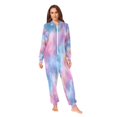 thumbnail image 2 of 1 Piece Adult Onesie Pajamas Cozy & Loose-Fit Sleepsuit Loungewear with Pockets Watercolor Powder Blue Pattern XX-Large, 2 of 7