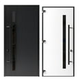 thumbnail image 3 of Front Exterior Prehung Steel Door / Dekton 0163 Ardesia Nero / 2 Side Exterior Windows Sidelites/ Entry Metal Modern Painted W16+36+16x96 Right-hand, 3 of 4