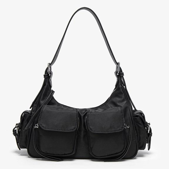 Korean style niche motorcycle style multi-pocket underarm bag, new retro handbag, shoulder bag, crossbody bag for women.
